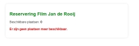 Reserveren voor film niet meer mogelijk