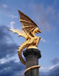 De gouden draak boven de fonteinen uitsteken Heemkunde Sprang Capelle