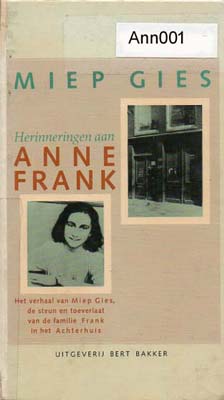 Cover of Herinneringen aan Anne Frank