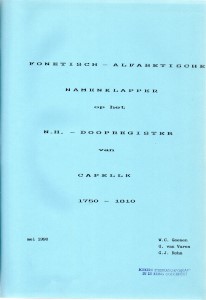 Cover of Namenklapper op het N.H. doopresister van Capelle