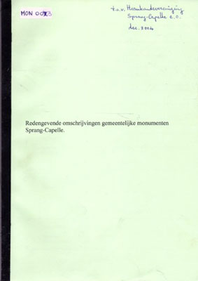 Cover of Redengevende omschrijvingen monumenten Sprang-Capelle