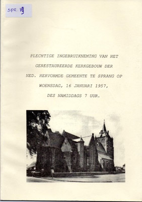 Cover of Ingebruikneming na de restauratie  Ned.Hervormde Kerk Sprang